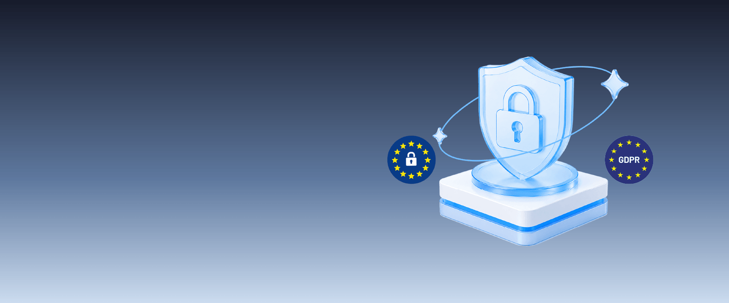 W4 Plus 대화 암호화와 GDPR 준수를 표현한 보안 이미지