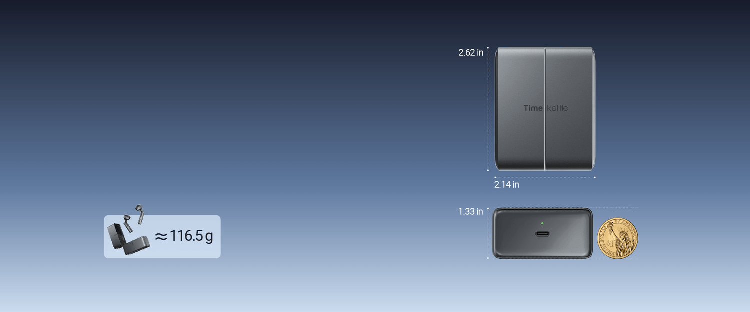 주머니에 들어가는 116.5g W4 Plus 충전 케이스